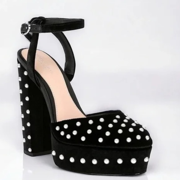 ANTONIO MELANI Shoes - Antonio Melani x Born on Fifth Emily Velvet Pearl Detail Dress Platform Pumps